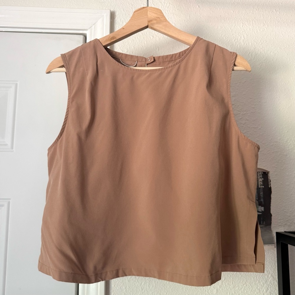 Wayre peach dusty pink boxy crew cropped tank‎ top